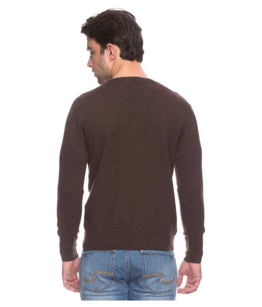 mens dark brown v neck sweater