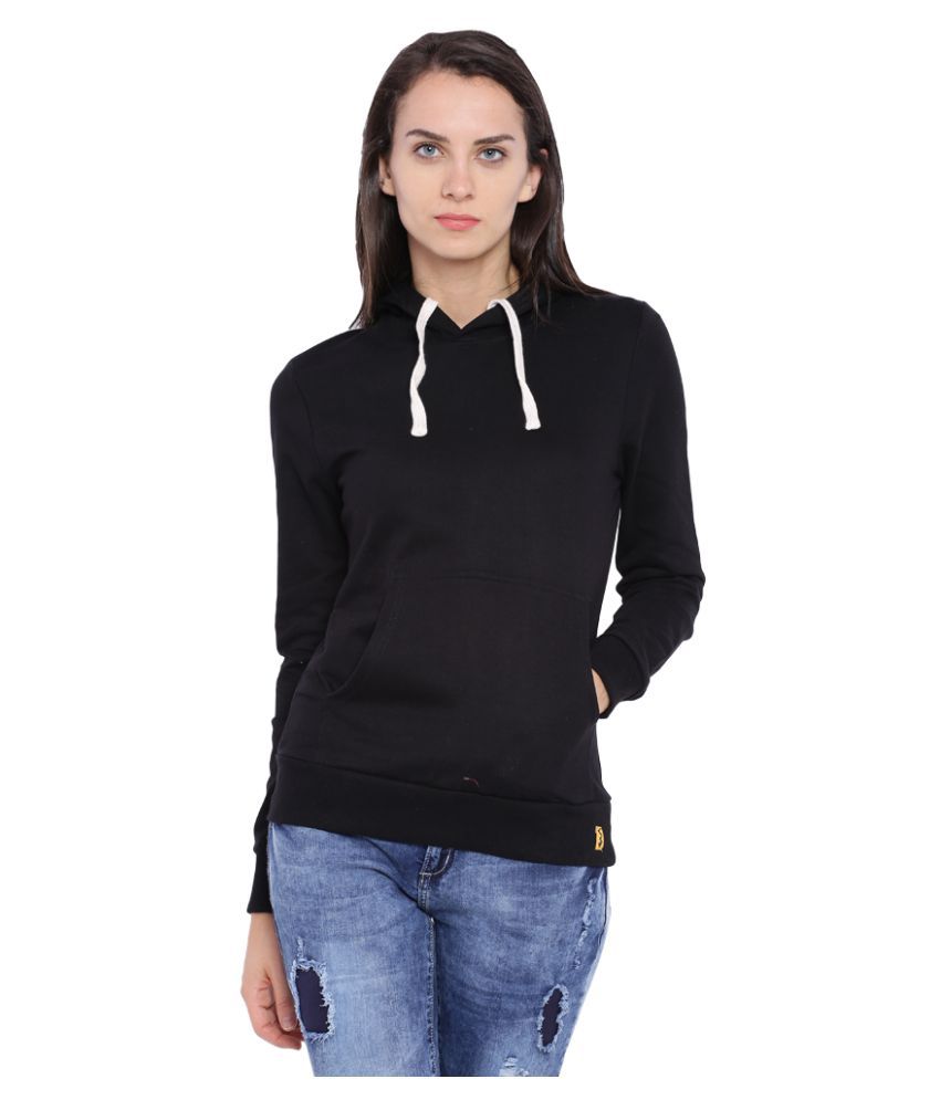     			Campus Sutra Black Cotton Hooded
