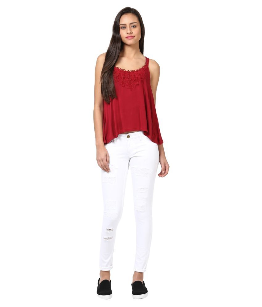 red cotton crop top
