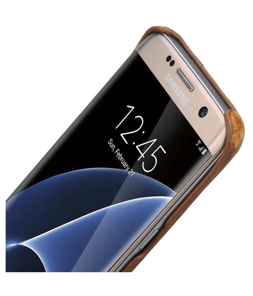 Samsung Galaxy S7 Edge Cover by Pierre Cardin Brown Plain Back