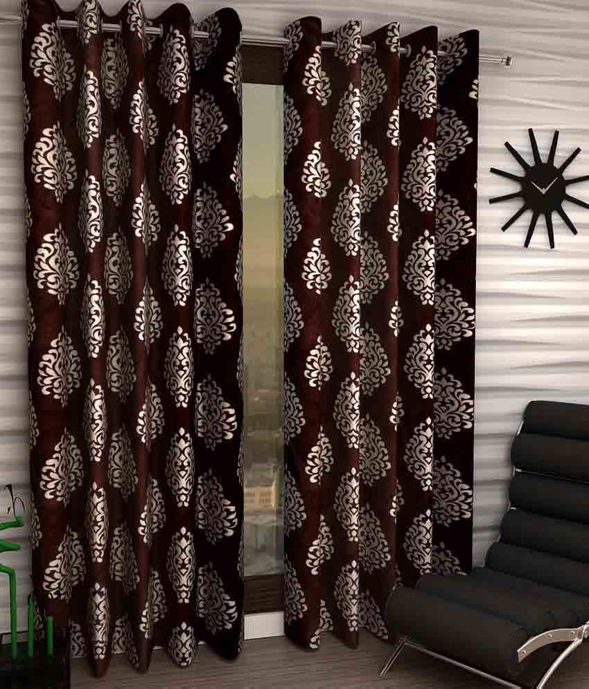 Handloom Villa Set of 3 Door Eyelet Curtains Contemporary Brown Buy