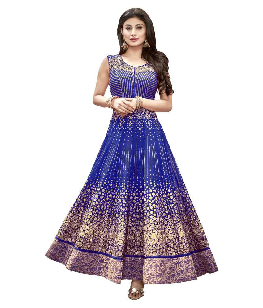 Desi Look Blue Georgette Dress Material - Buy Desi Look Blue Georgette ...