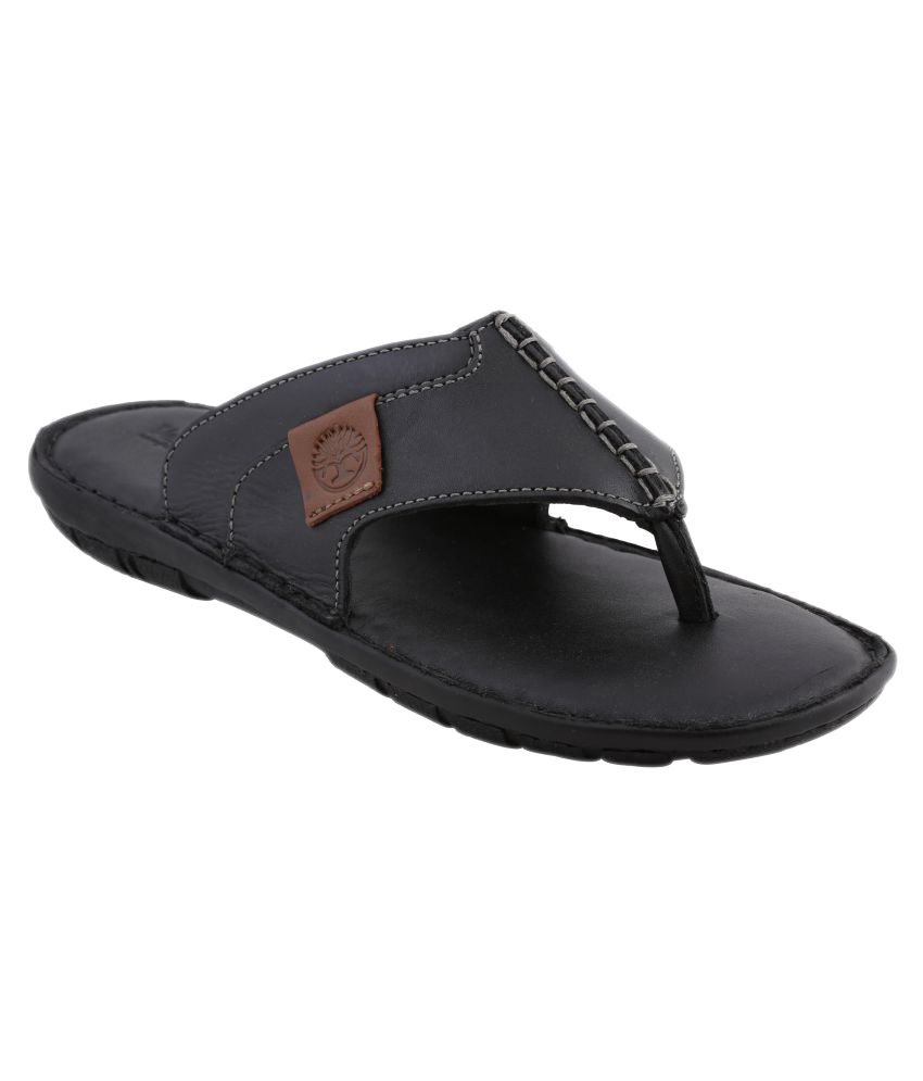 Amster Black Pure Leather Mens Slippers 