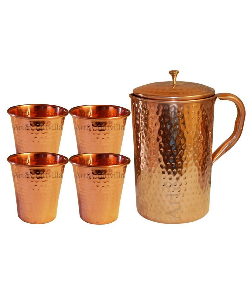 Artandcraftvilla Golden Copper Jug and Glass Set Buy Online at Best Price in India Snapdeal