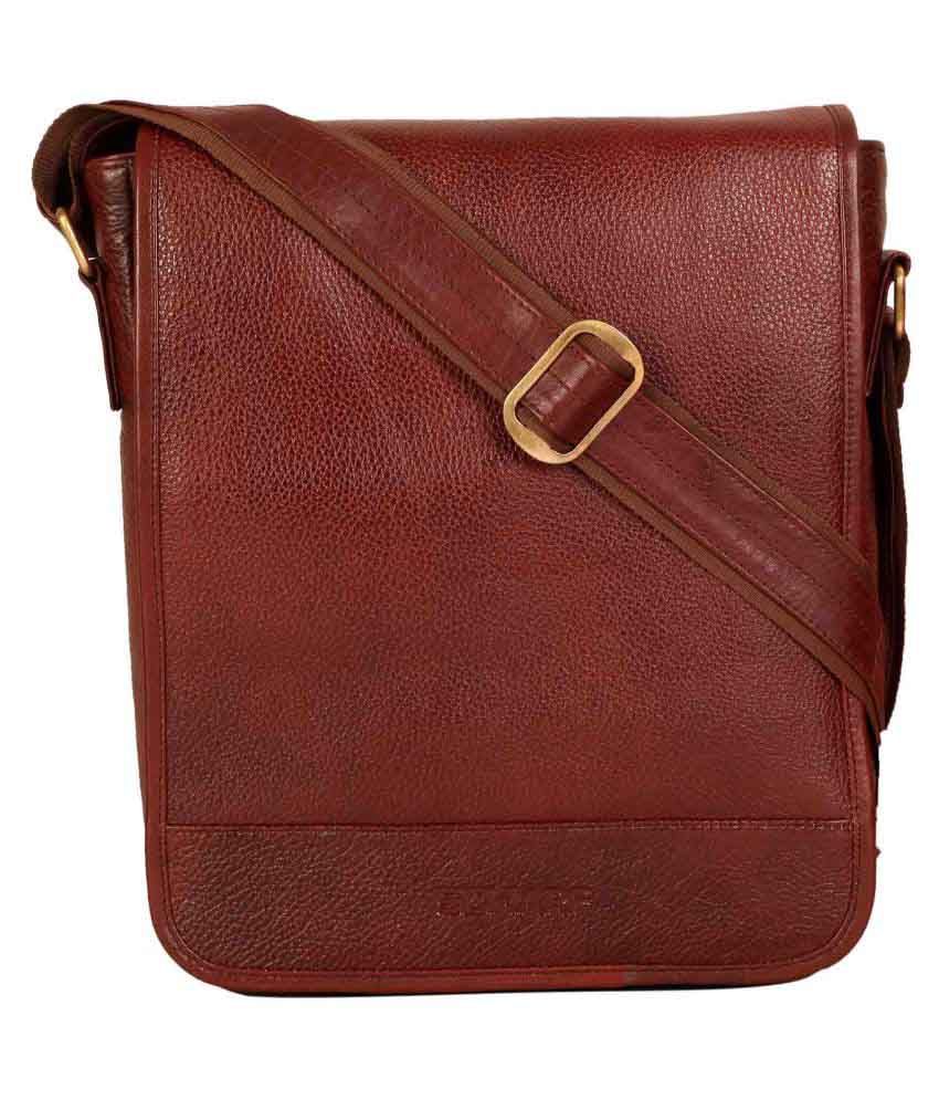 brown leather messenger