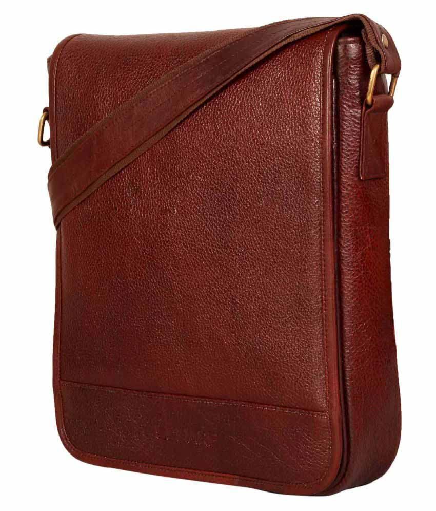 brown leather messenger