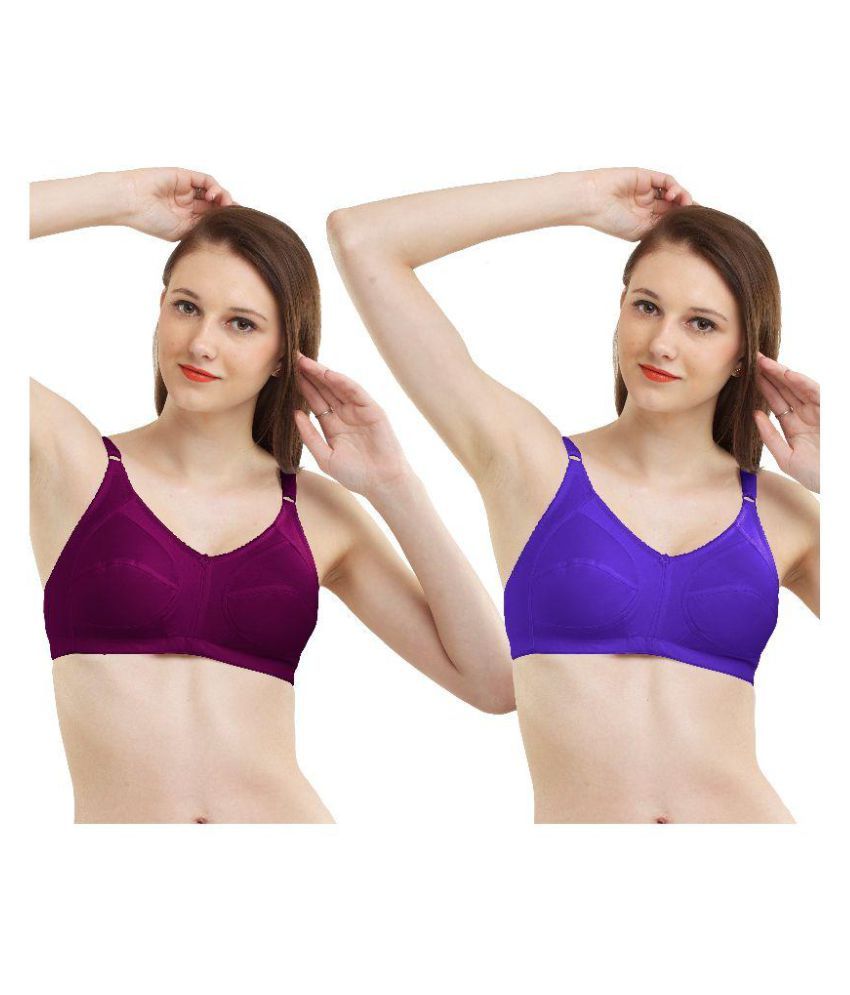     			Madam Pack of 2 Cotton Non Padded Women's T-Shirt/ Seamless Bra ( Multi Color )