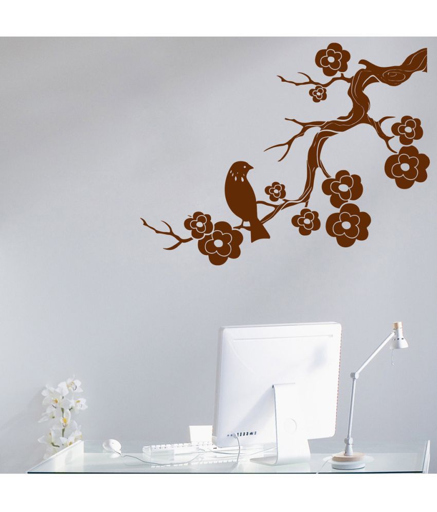     			Decor Villa Bird On Flower Tree PVC Wall Stickers