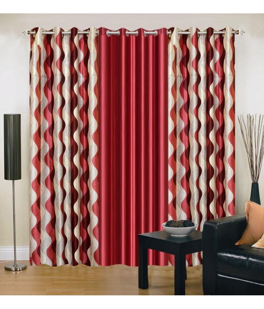     			Stella Creations Set of 3 Door Eyelet Curtains Abstract Multi Color