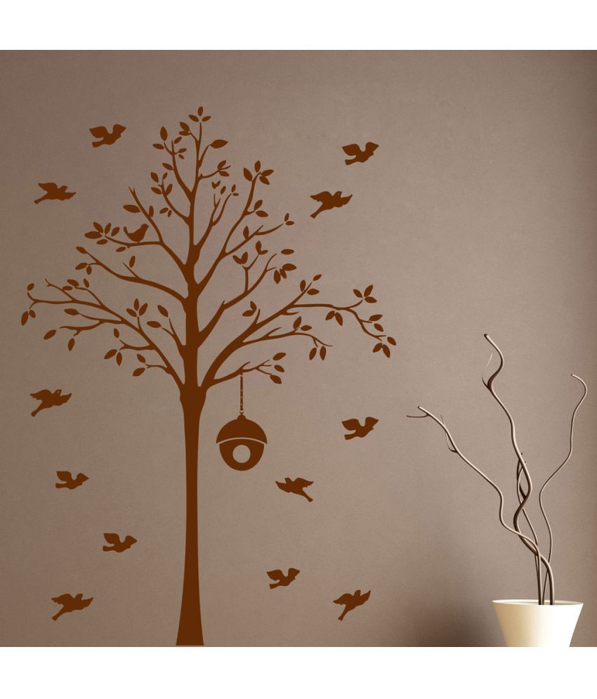     			Decor Villa Tree PVC Brown Wall Stickers