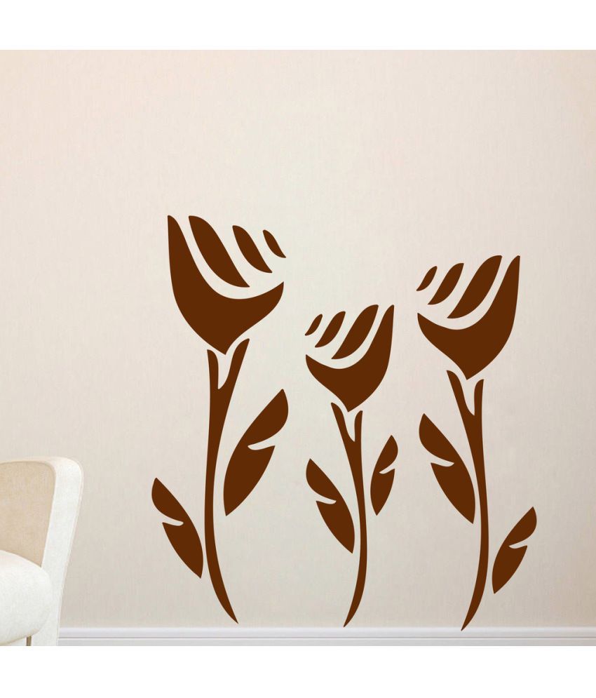     			Decor Villa Three Rose PVC Wall Stickers