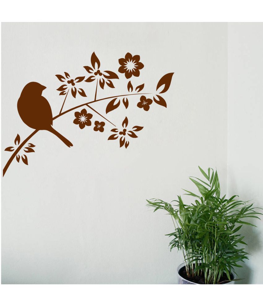    			Decor Villa Bird Sitting On The Flower PVC Wall Stickers