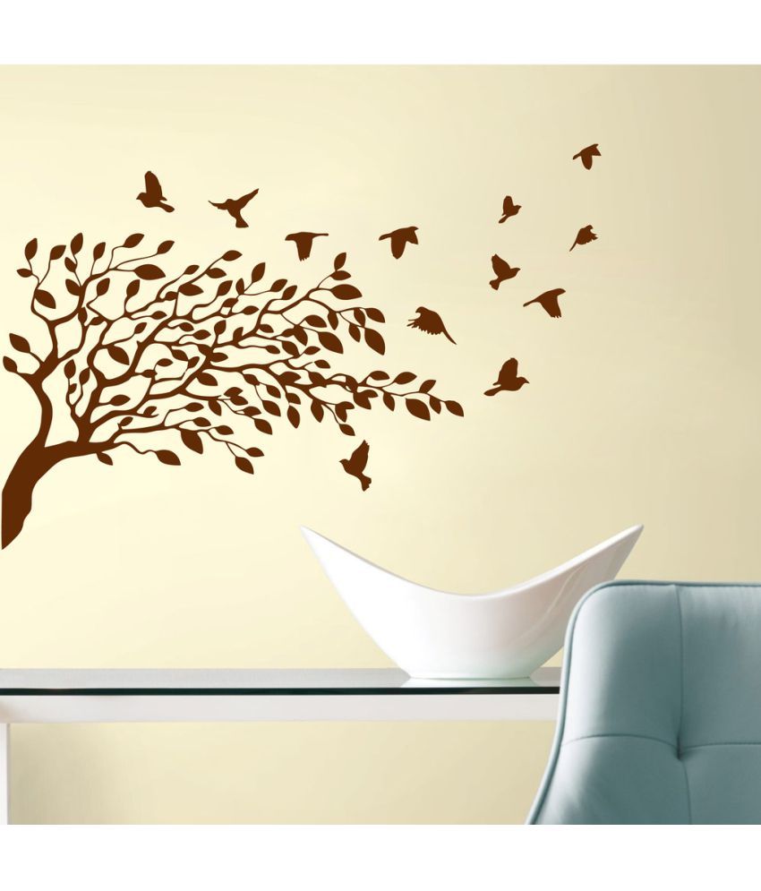     			Decor Villa Tree And Flying Bird PVC Wall Stickers