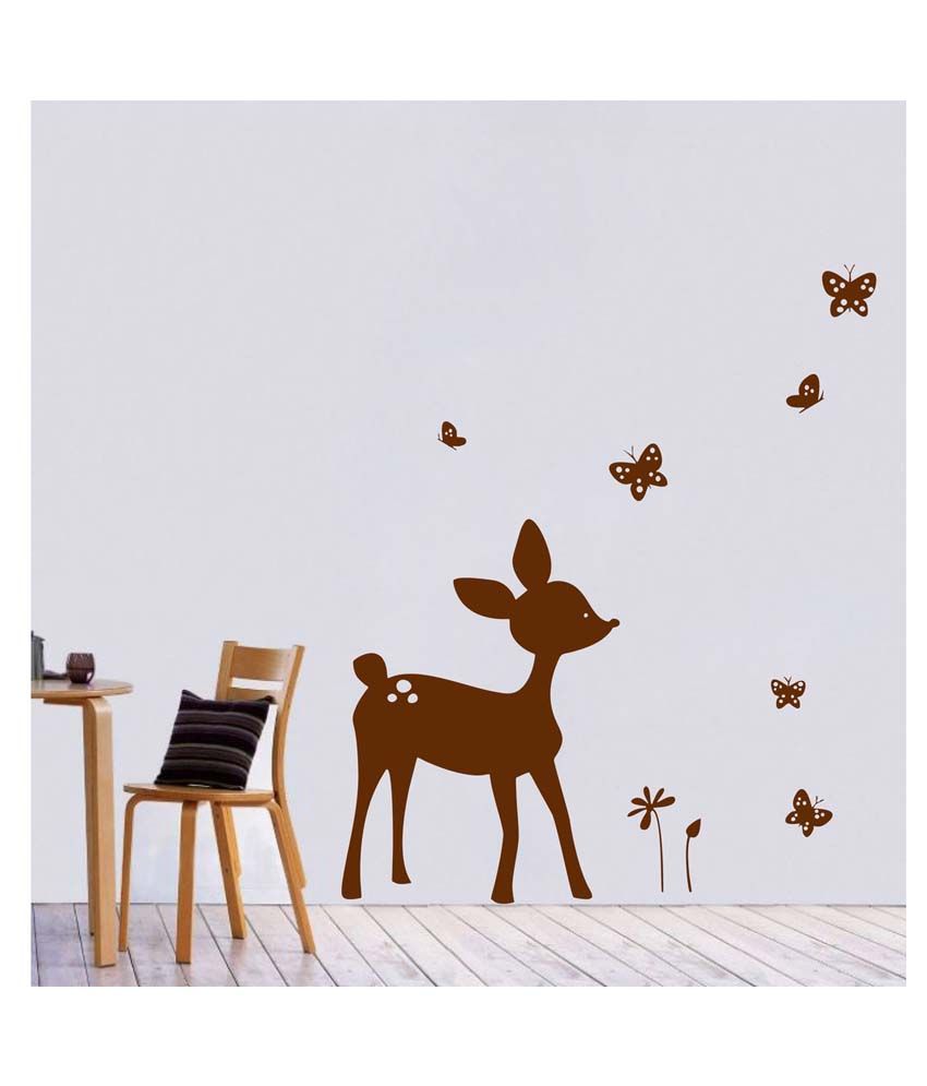     			Decor Villa Deer Paly With Butterfly PVC Wall Stickers