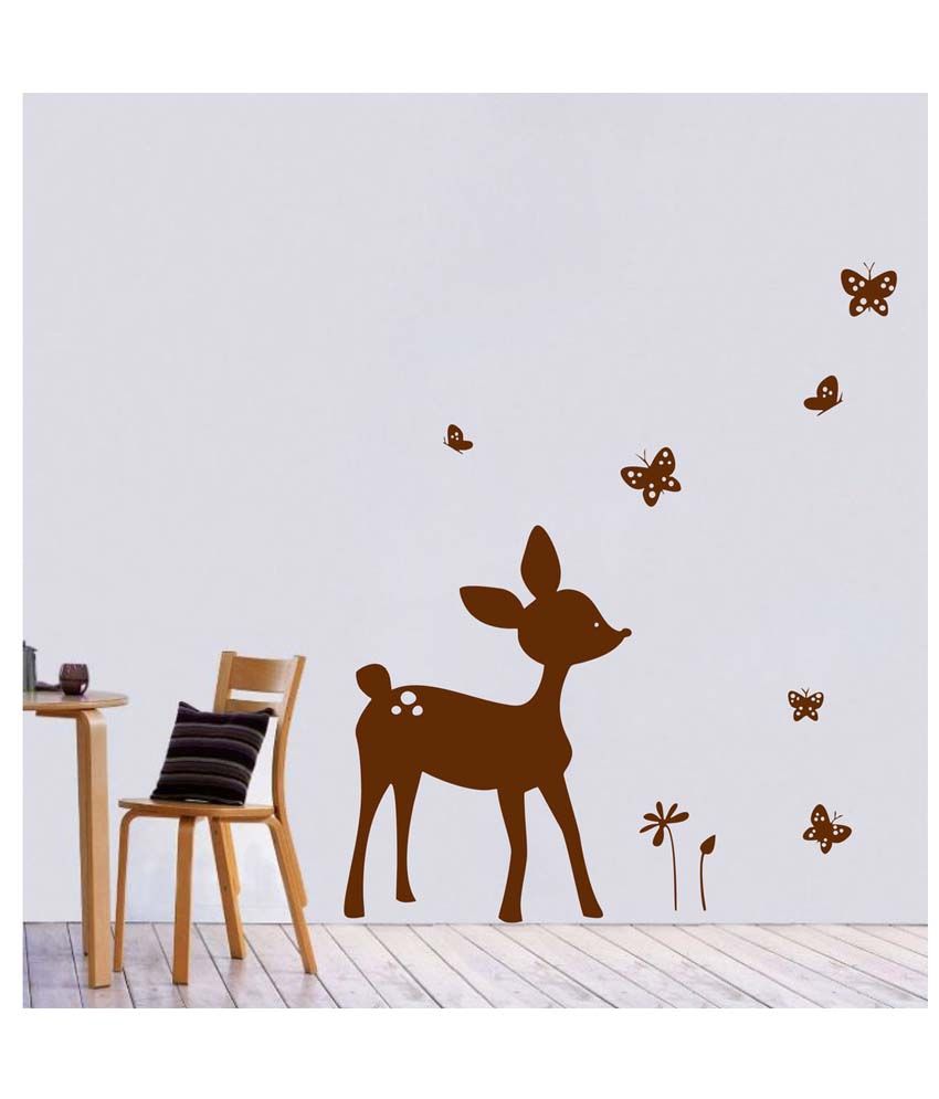     			Decor Villa Deer Paly With Butterfly PVC Wall Stickers