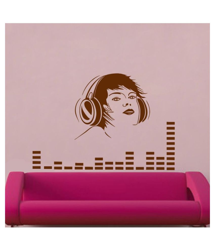     			Decor Villa Girl With Headphone Wall PVC Wall Stickers