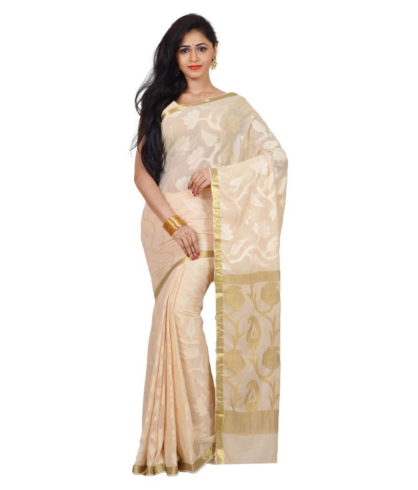 off white chiffon saree