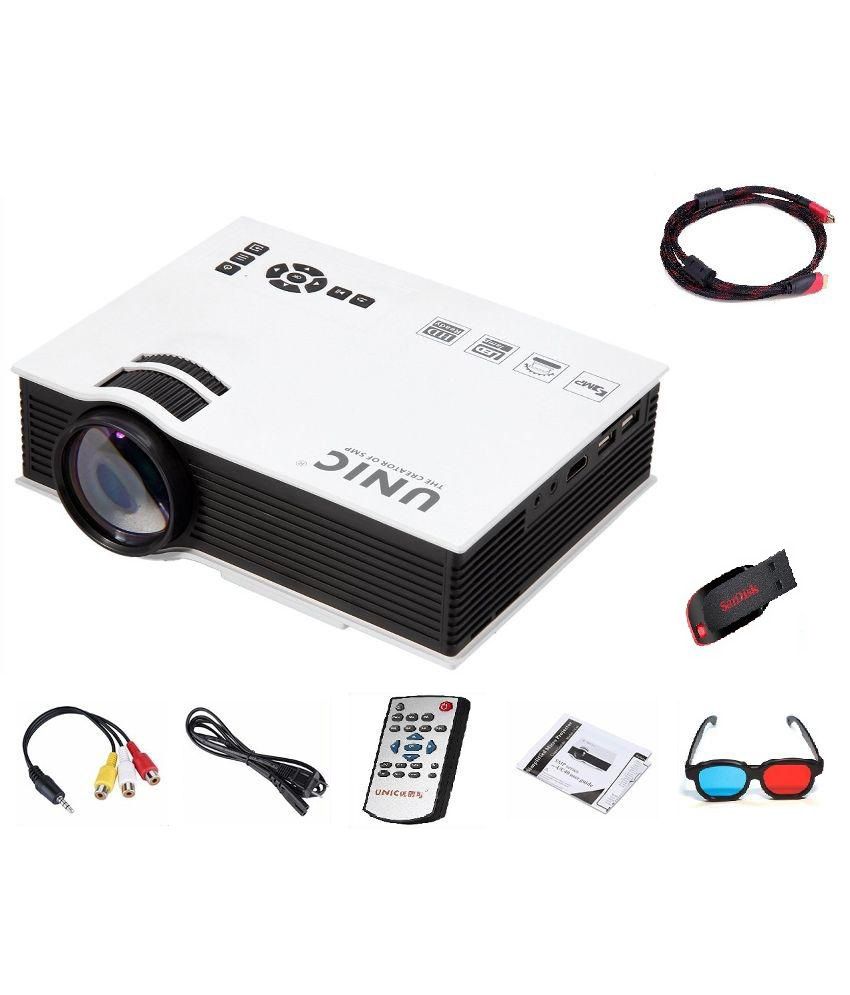     			UNIC UC40+ Anaglyph 3D Mini LED Projector with 8 GB Pen Drive, HDMI Cable, Two 3D Glasses and SD Card Adaptor