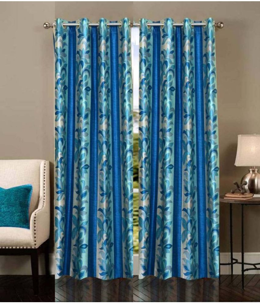     			Stella Creations Set of 2 Long Door Eyelet Curtains Printed