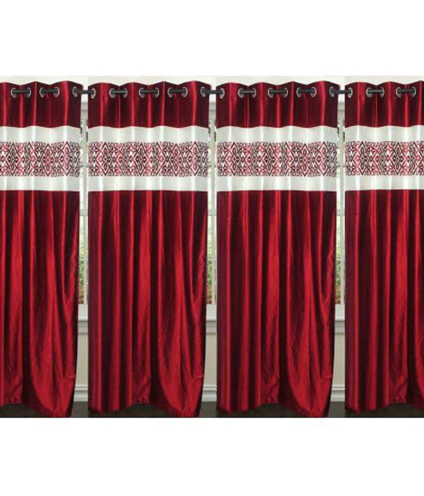 Stella Creations Set Of 7 Long Door Eyelet Curtains Red