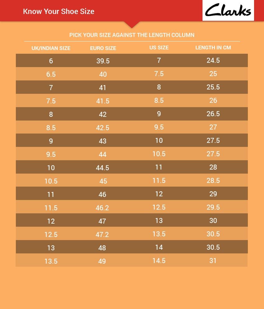 clarks originals size chart