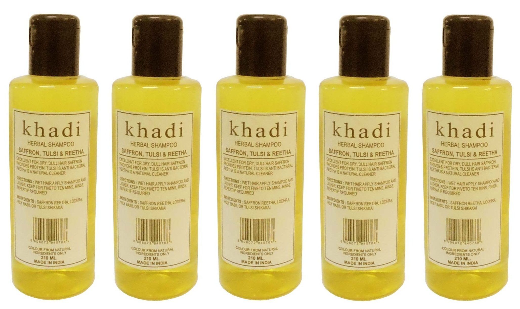     			Khadi Herbal Saffron, Tulsi & Reetha Shampoo 210 ml - Pack of 5