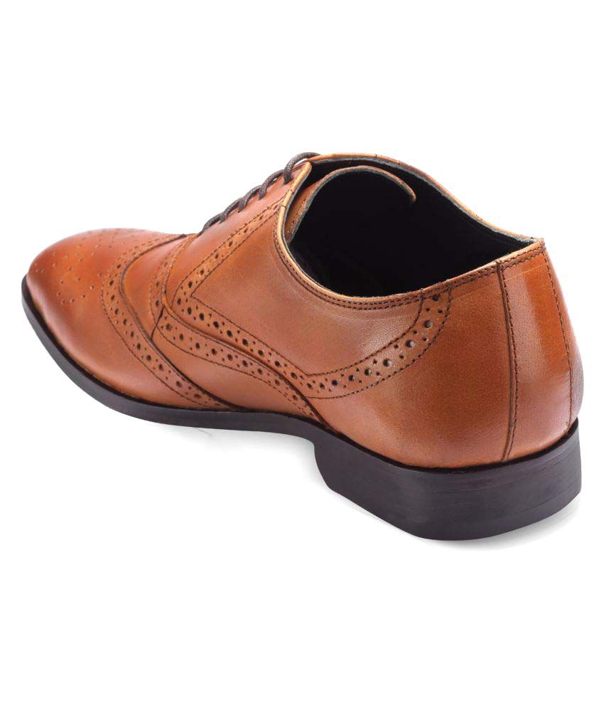 Tan Brogue Genuine Leather Formal Shoes 