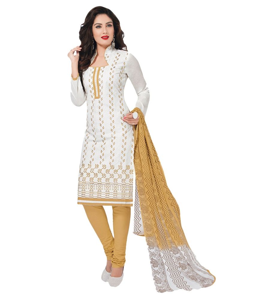 Salwar Studio White Cotton Dress Material Buy Salwar