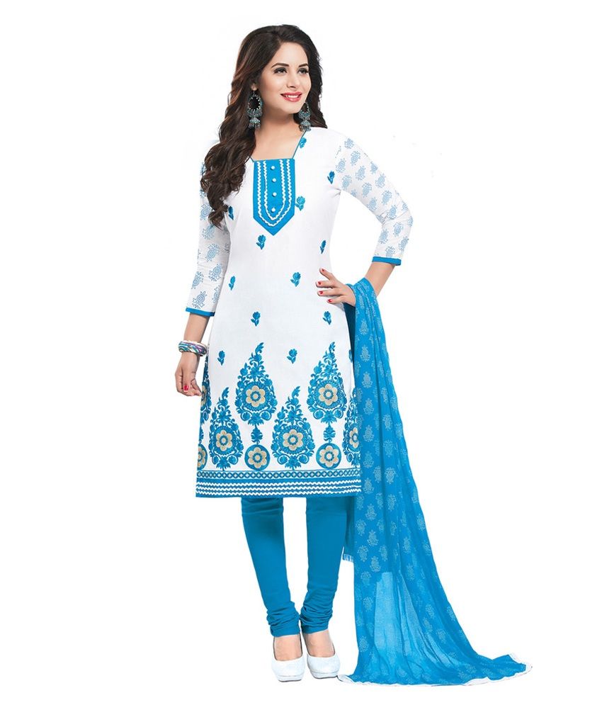 Salwar Studio White Cotton Dress Material Buy Salwar Studio White