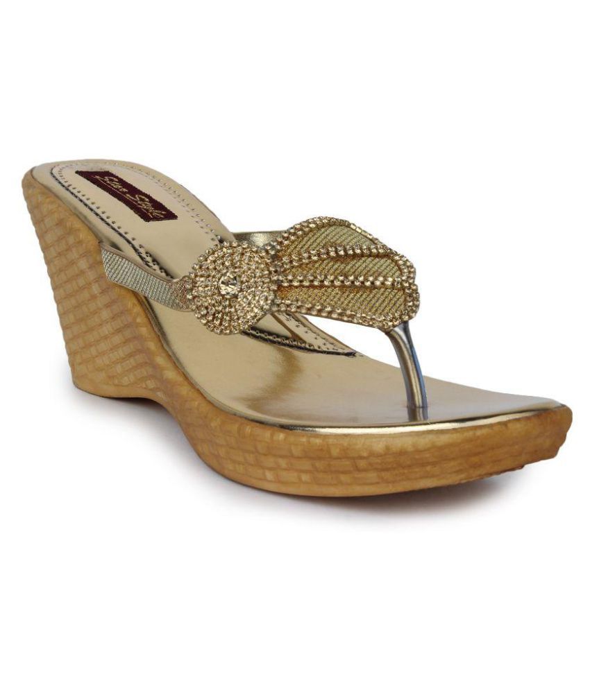 Star Style Gold Wedges Heels Price in India- Buy Star Style Gold Wedges ...