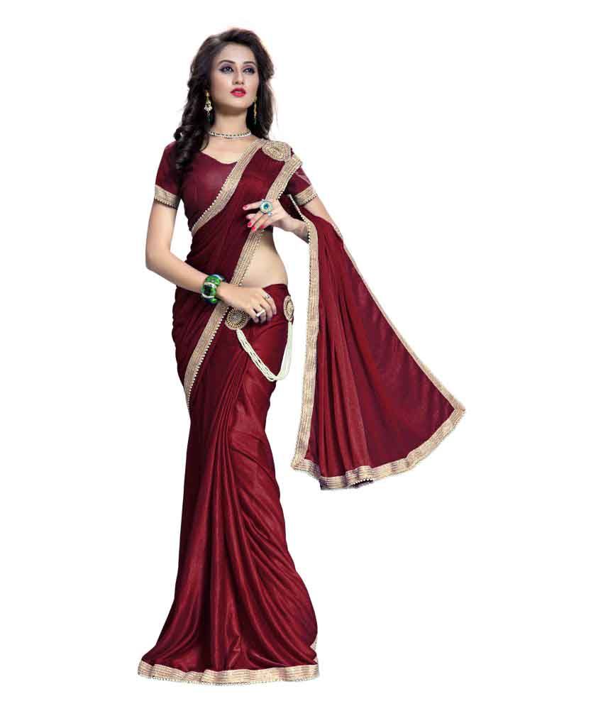     			AV Fashion Brown and Red Lycra Saree