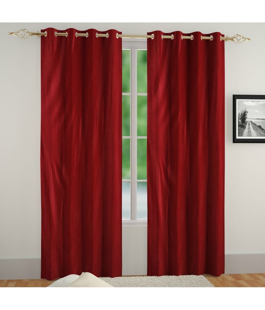 Muren Single Door Eyelet Polyester Curtains Maroon - Buy Muren Single ...