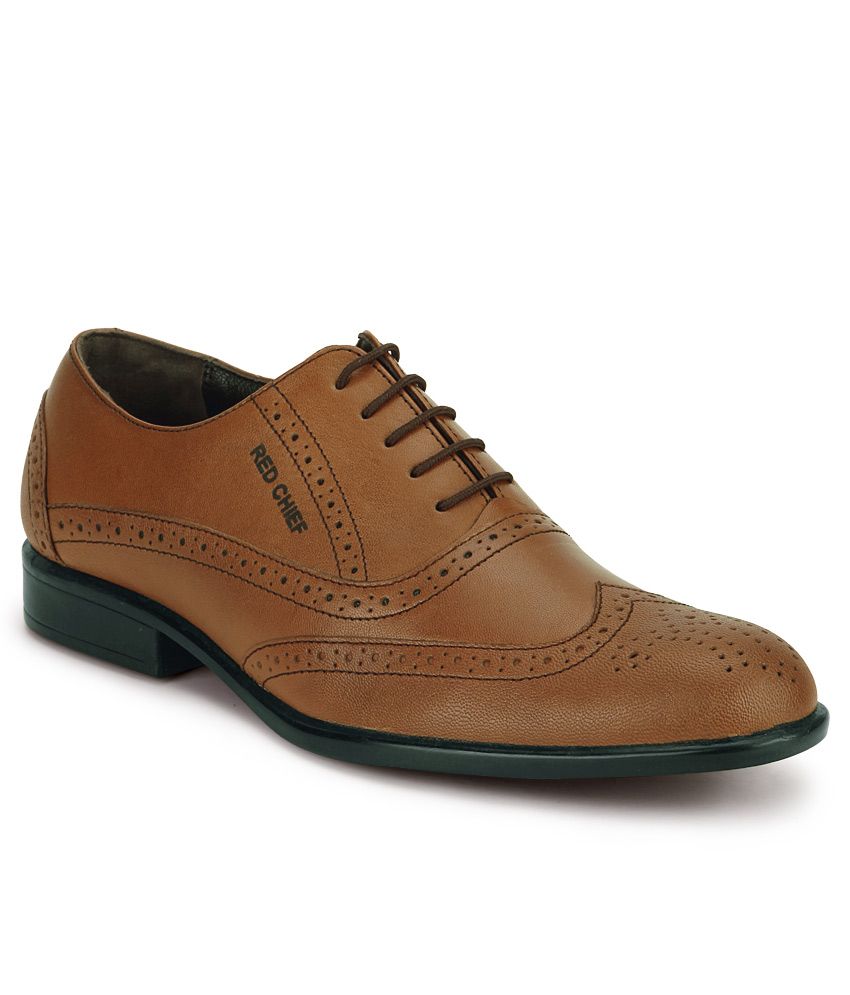 red chief tan formal shoes