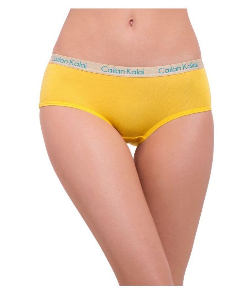 Buy Cailan Kalai Yellow Poly Cotton Bikini Panties Online at Best