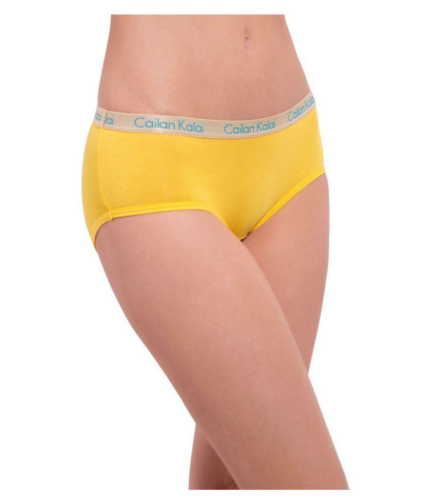 Buy Cailan Kalai Yellow Poly Cotton Bikini Panties Online at Best