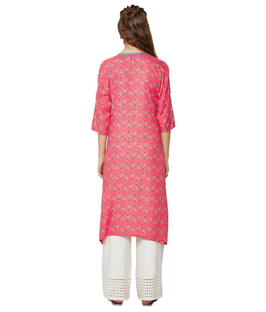 Global Desi Pink Printed Kurta Buy Global Desi Pink Printed Kurta