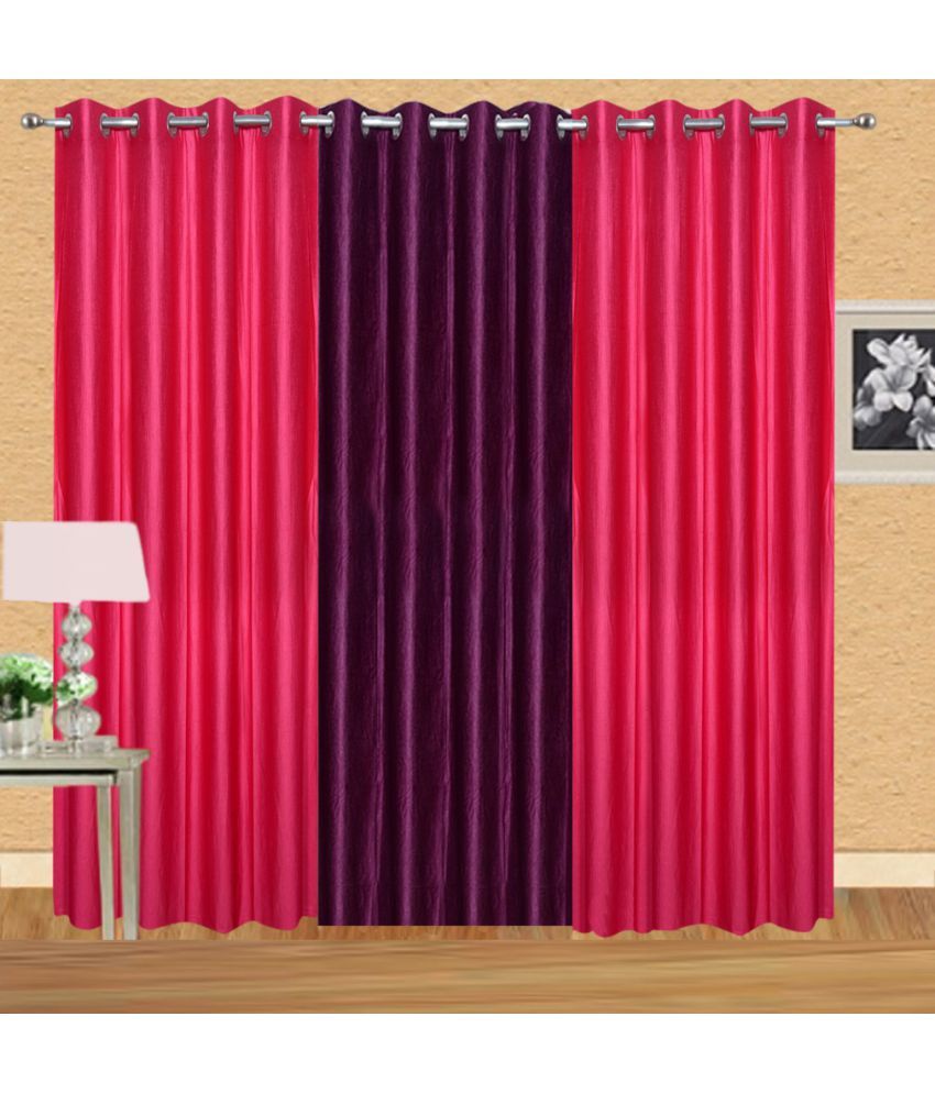     			Stella Creations Set of 3 Window Eyelet Curtains Solid Multi Color