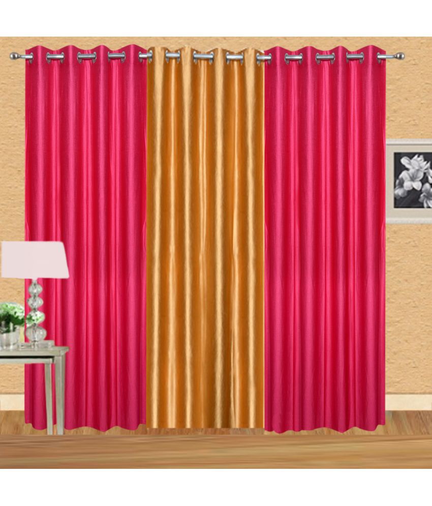     			Stella Creations Set of 3 Door Eyelet Curtains Solid Multi Color