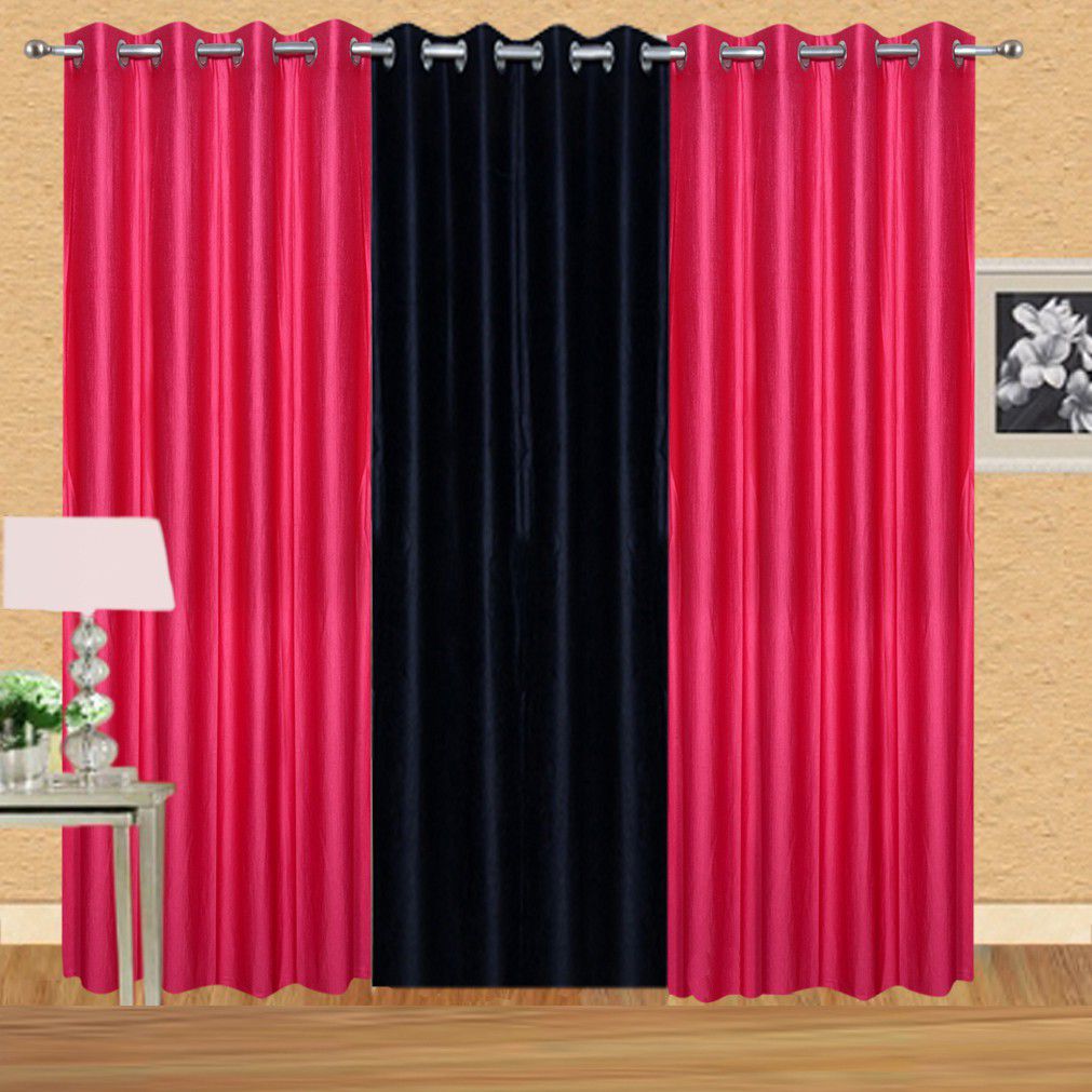     			Stella Creations Set of 3 Long Door Eyelet Curtains
