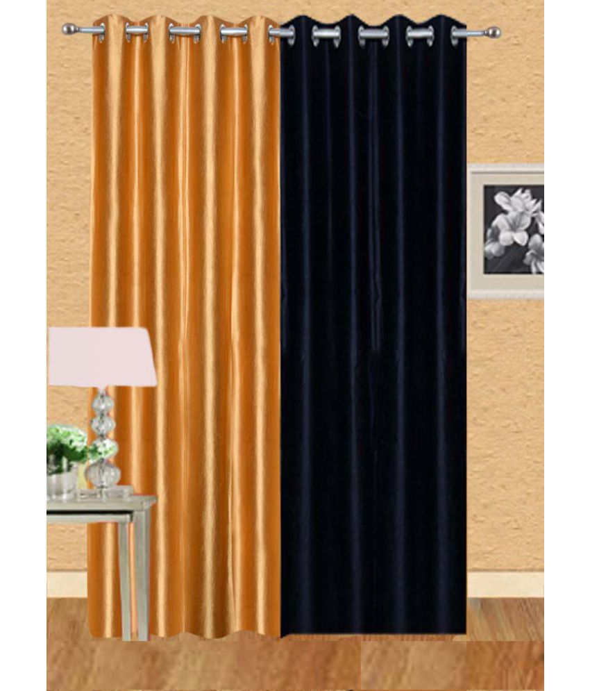     			Stella Creations Set of 2 Door Eyelet Curtains Solid Multi Color