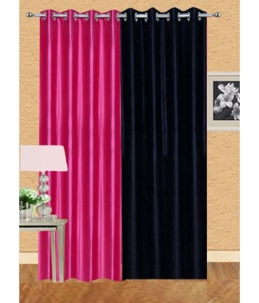     			Stella Creations Set of 2 Door Eyelet Curtains Solid Multi Color