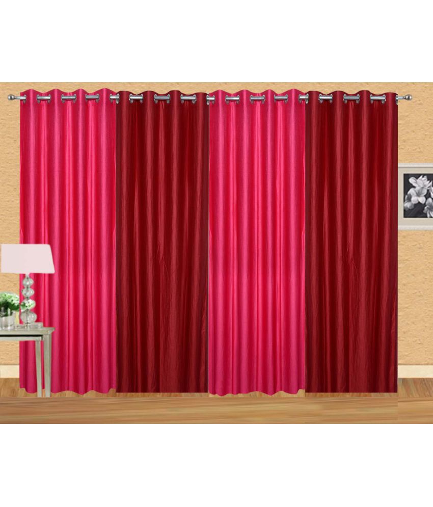     			Stella Creations Set of 4 Door Eyelet Curtains Solid Multi Color