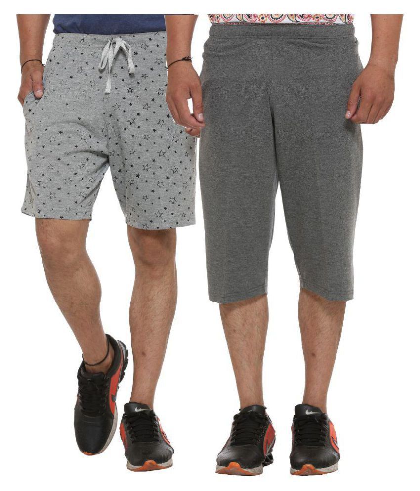 Vimal Jonney Grey Shorts with Three Fourths - Buy Vimal Jonney Grey ...