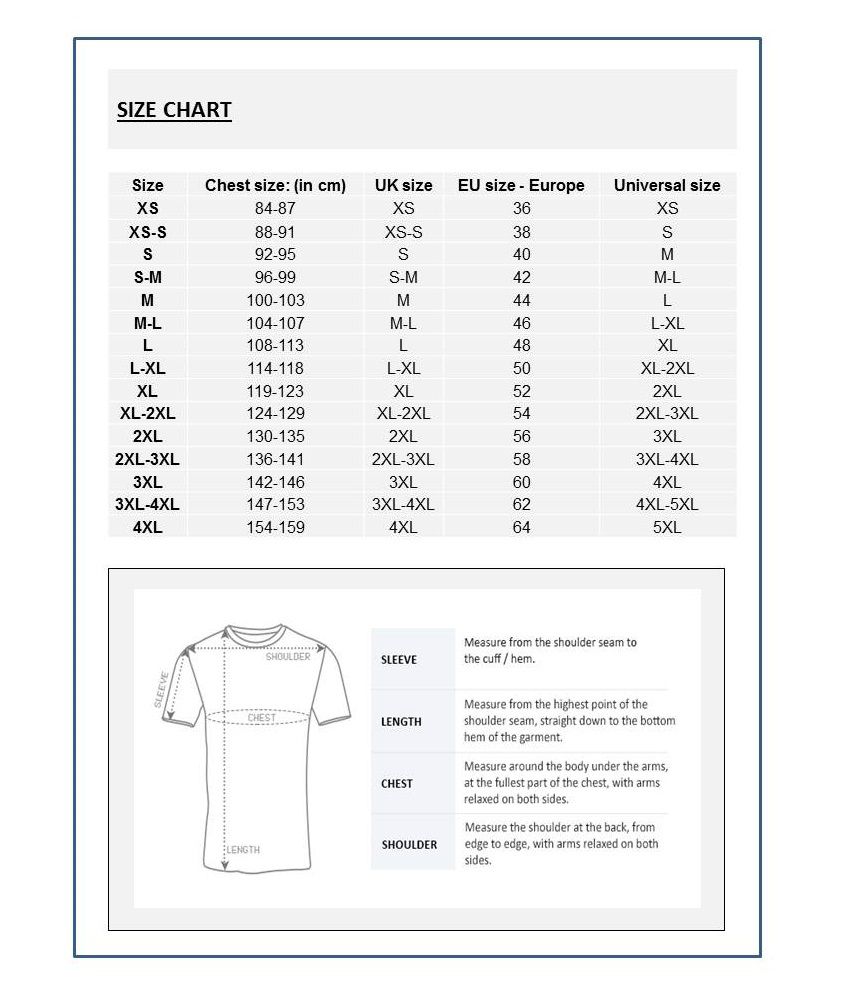 Allen Solly T Shirt Size Chart