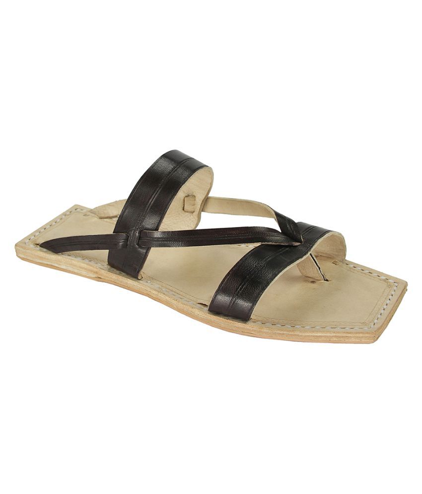 black kolhapuri leather chappals