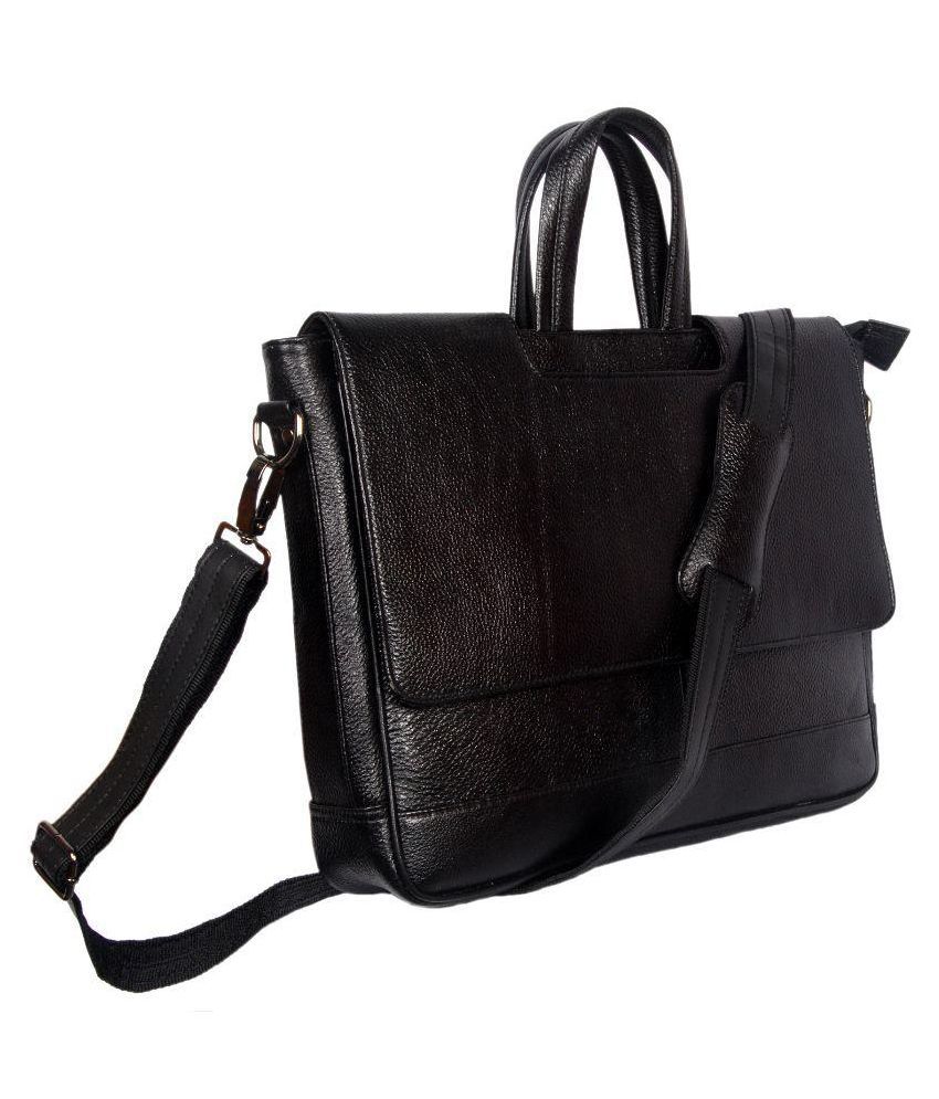 Leather Collections Black Leather Office Bag - Buy Leather Collections Black Leather Office Bag ...