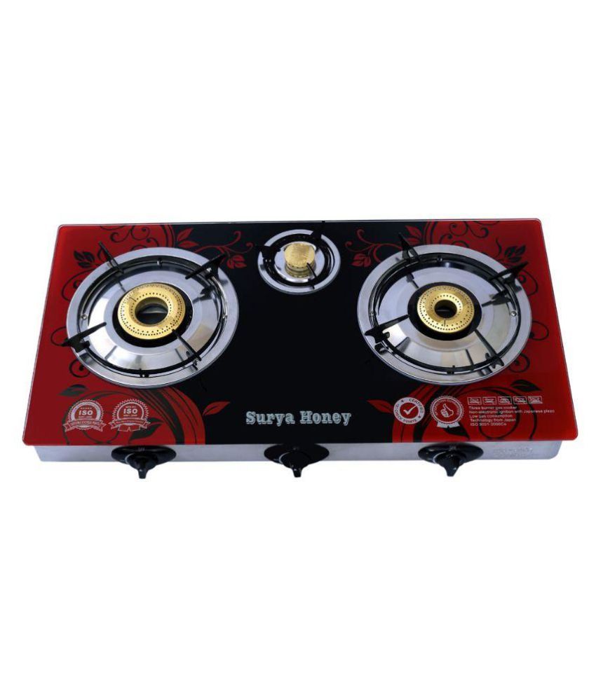 surya aksh 3 burner glass top price