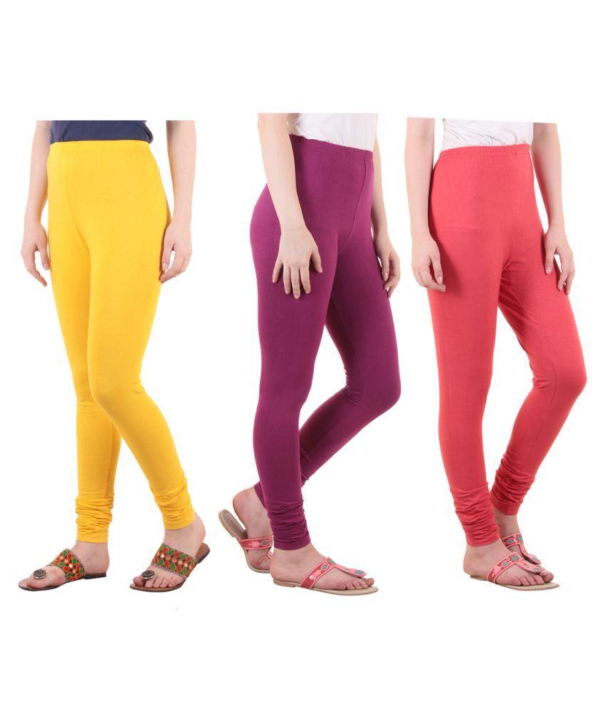     			Diaz - Yellow Cotton Women's Leggings ( Pack of 3 )