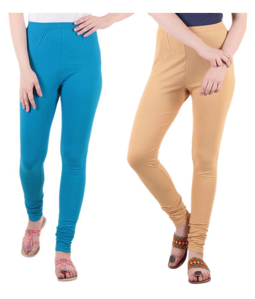     			Diaz - Blue Cotton Women's Leggings ( Pack of 2 )