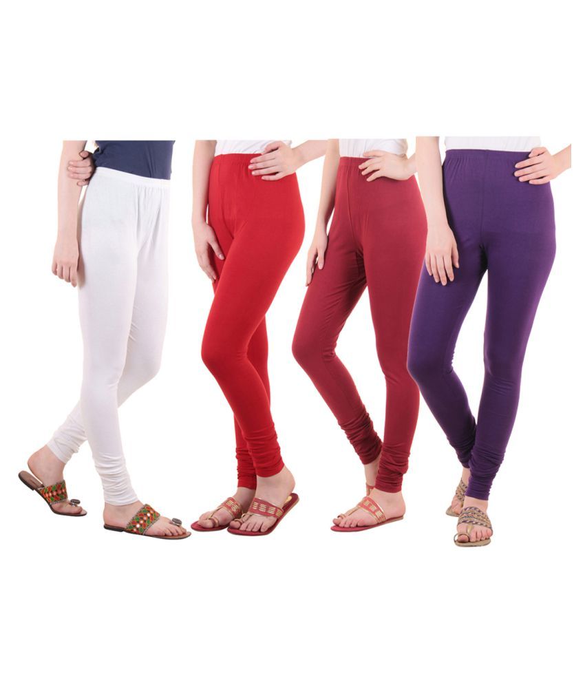     			Diaz - White Cotton Women's Leggings ( Pack of 4 )